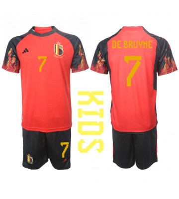 Lacne Dětský Futbalové dres Belgicko Kevin De Bruyne #7 MS 2022 Krátky Rukáv - Domáci (+ trenírky)